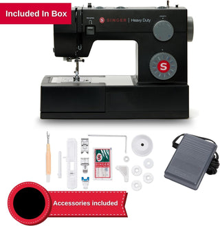 Singer Heavy Duty 4432 Black Edition Sewing Machine - 10 piece foot set worth over £100 - 32 stitch patterns, 60% stronger and over 30% faster, 32 stitch patterns, overlocking and stretch stitch