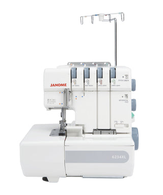 Janome 6234XL Overlocker - 2, 3 or 4 thread overlocking with built in rolled hem, differential feed for stretch fabrics, easy threading lower looper