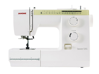 Janome Sewist 725S Sewing Machine - 25 stitch patterns, 1 step button hole, hard cover, drop feed for free motion sewing